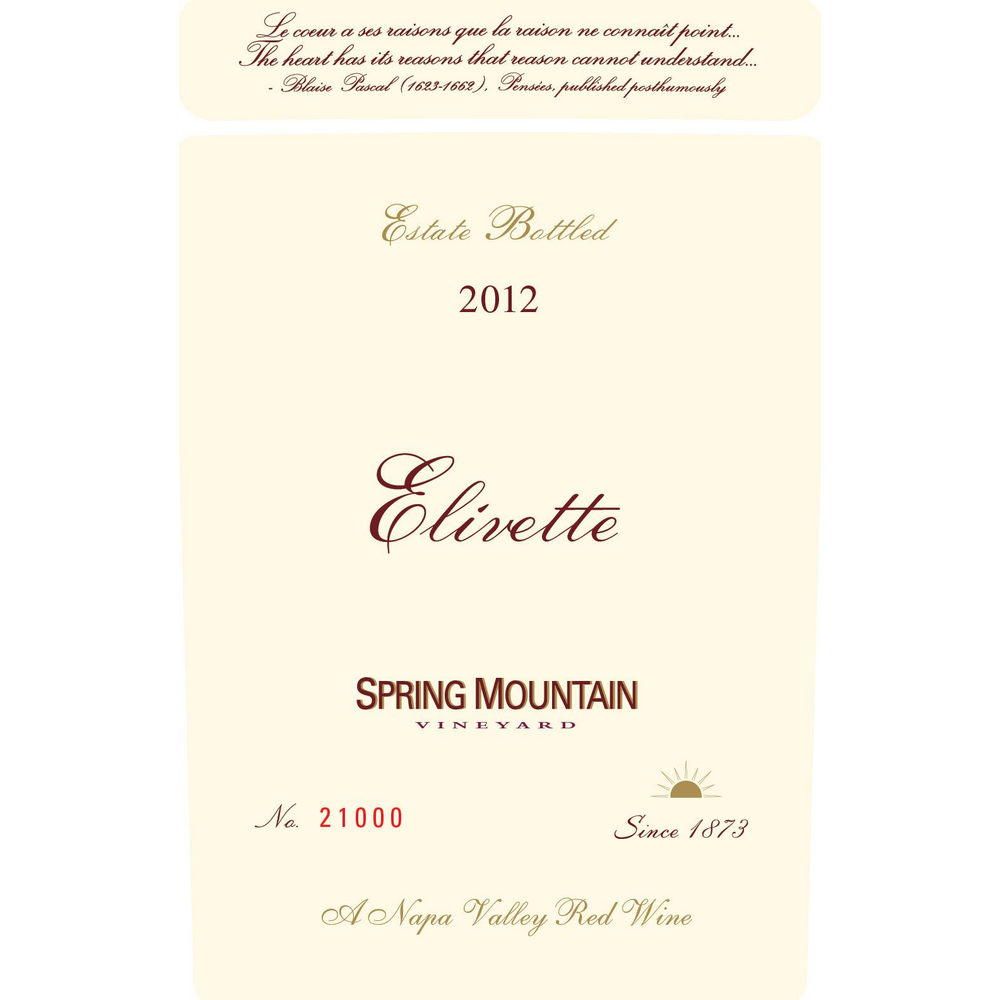 Spring Mountain Elivette Spring Mountain District Red Bordeaux Blend 750ml