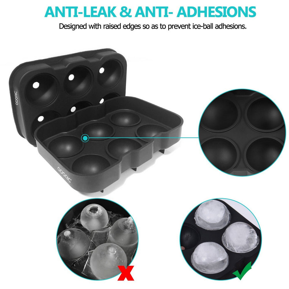 Sphere Ice Ball Maker with Lid and Large Square Ice Cube Molds