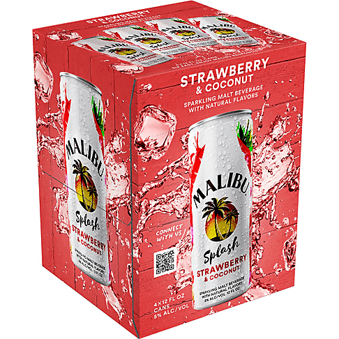 Malibu Splash Strawberry & Coconut 4pk Cans
