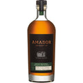 Product photo of Amador Whiskey Co Double Barrel Kentucky Rye Whiskey in a clear bottle with amber liquid, featuring a black label with gold text and a two-barrel illustration, and green details for Port Barrel Finished, 92 Proof, and its rye-heavy mash bill