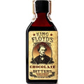 Product photography of a King Floyd's Chocolate Bitters bottle, a dark brown glass container with a vintage tan label depicting a man wearing a crown, accented by a decorative gold and red foil seal