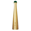 Don Julio 1942 Tequila bottle featuring a tall slender gold design with a dark green spherical stopper and embossed 1942 labeling