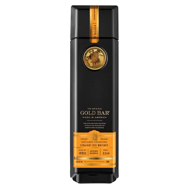 Gold Bar Bitcoin Satoshi Reserve Rye Whiskey Limited Edition 750mL