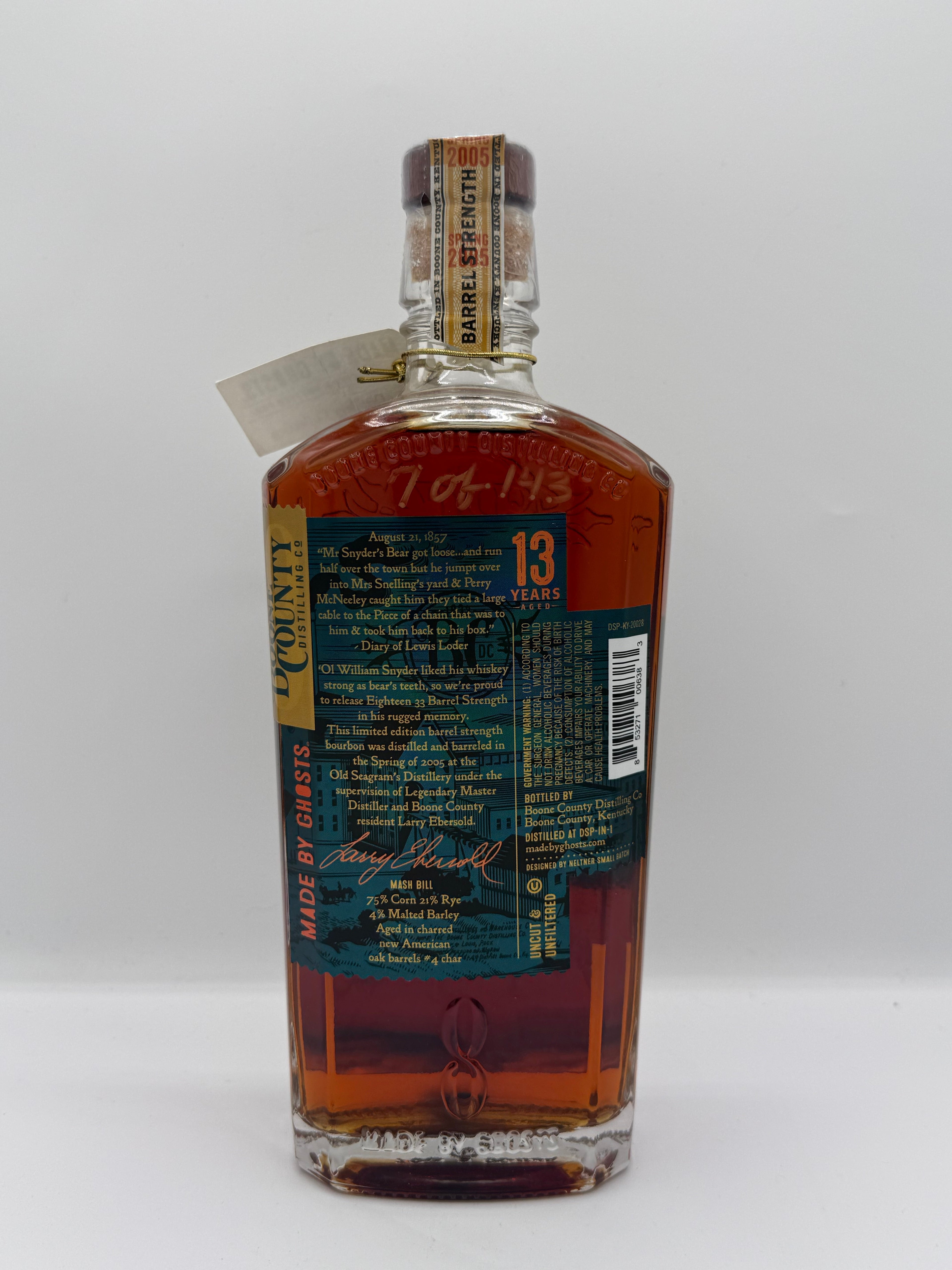 Boone County 13 Year 115.85 Proof Distillery Collection Barrel B0584