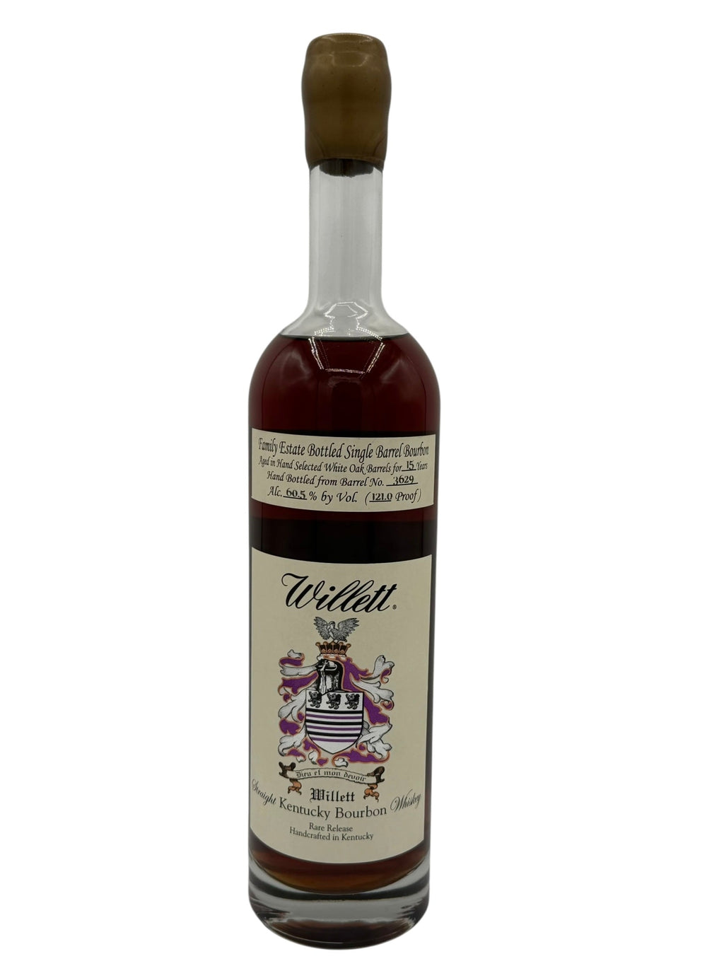 Willett Family Estate Single Barrel Bourbon 15 Year Old Gold Wax  #3629 121 Proof (HIGH 5) SHORT BARREL - 52 BOTTLE COUNT