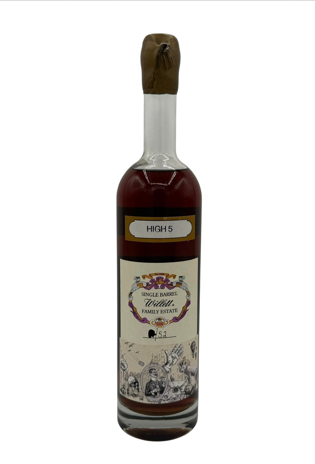 Willett Family Estate Single Barrel Bourbon 15 Year Old Gold Wax  #3629 121 Proof (HIGH 5) SHORT BARREL - 52 BOTTLE COUNT