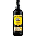 A black bottle of Cutty Sark 12 Years Blended Scotch Whisky featuring a prominent bright yellow label with the iconic Cutty Sark sailing ship graphic, highlighting "Blended Scotch Whisky" from Scotland and "Aged 12 Years"