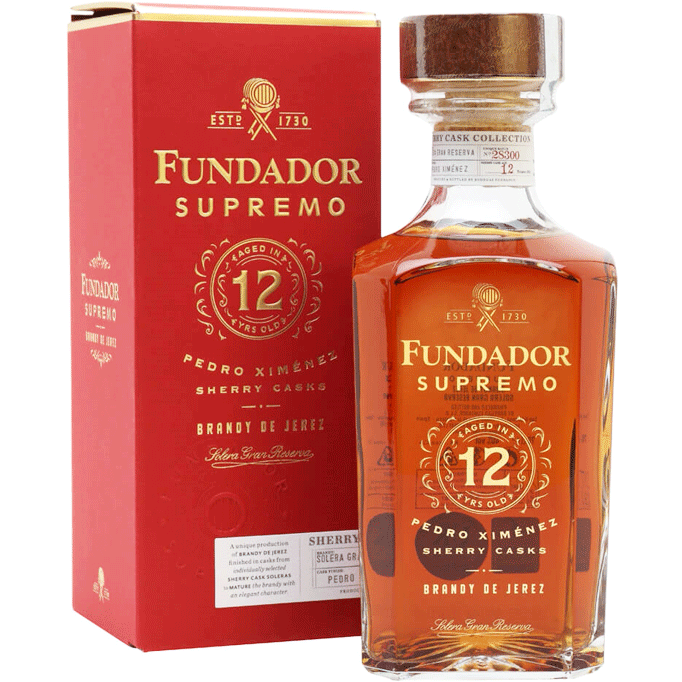 Fundador Brandy De Jerez Supremo Pedro Ximenez Sherry Casks Solera Gran Res 12 Yr 80
