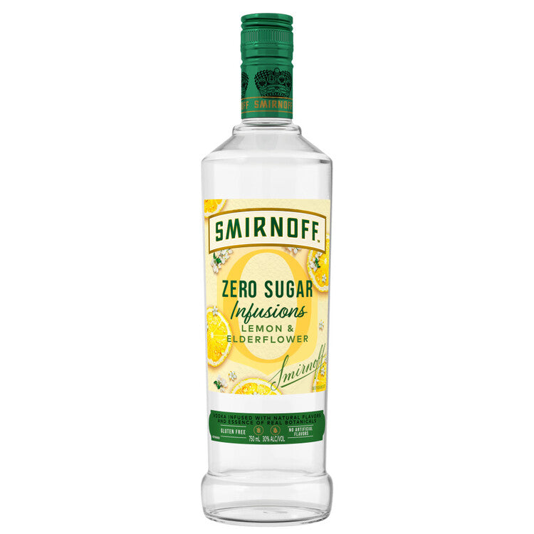 Smirnoff Lemon & Elderflower Zero Sugar Infusions Vodka 750mL