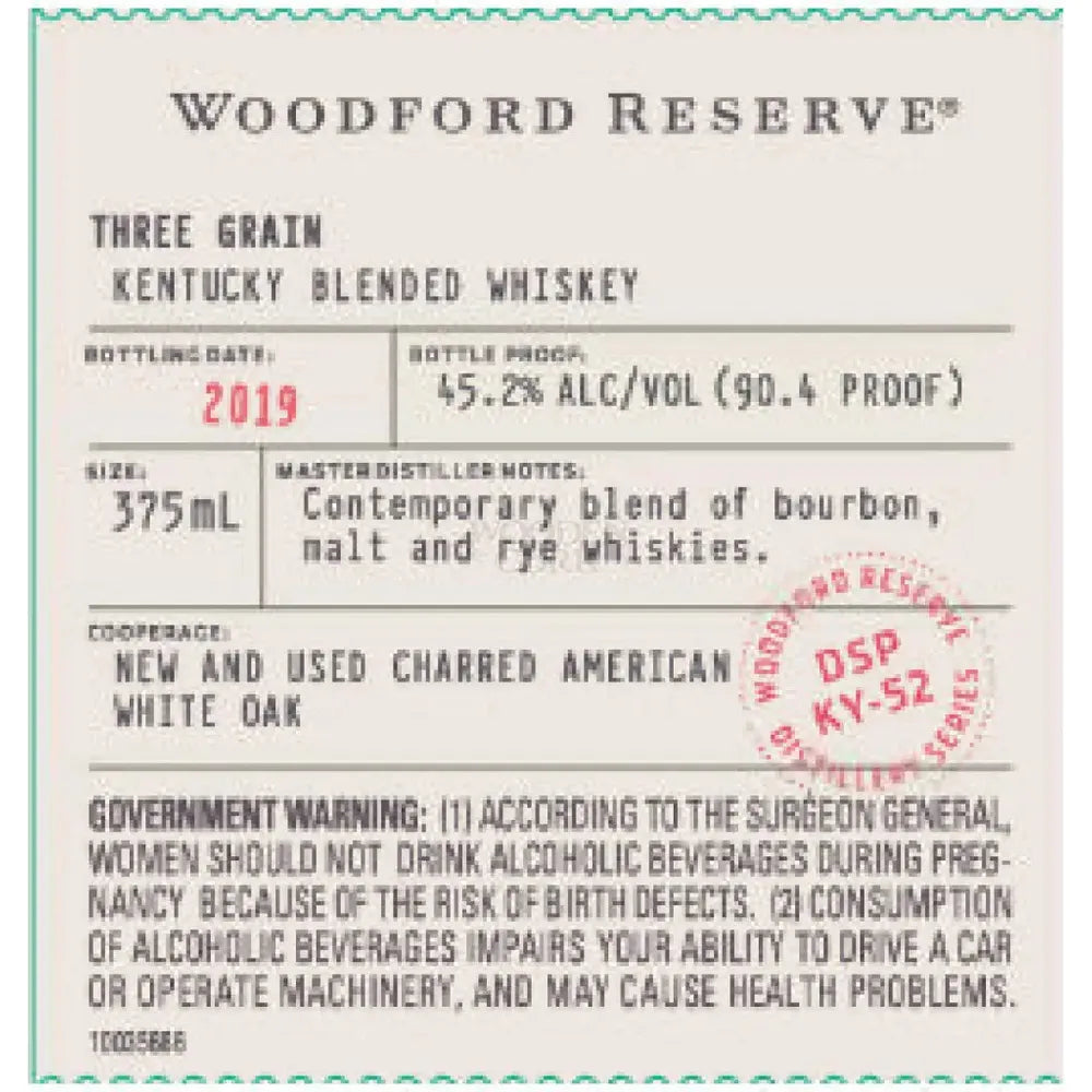 Woodford Reserve 2019 Three Grain 375ml