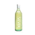 Product photography Mer Soleil Silver Chardonnay wine bottle from Monterey County California in a clear glass bottle with pale yellow Chardonnay and a prominent white SILVER label displaying the 2018 vintage